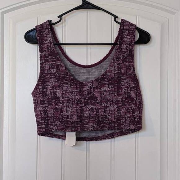 Free Press Marble Knit Crop Top Purple Medium Juniors Tank Summer Casual Scoop - Picture 4 of 5
